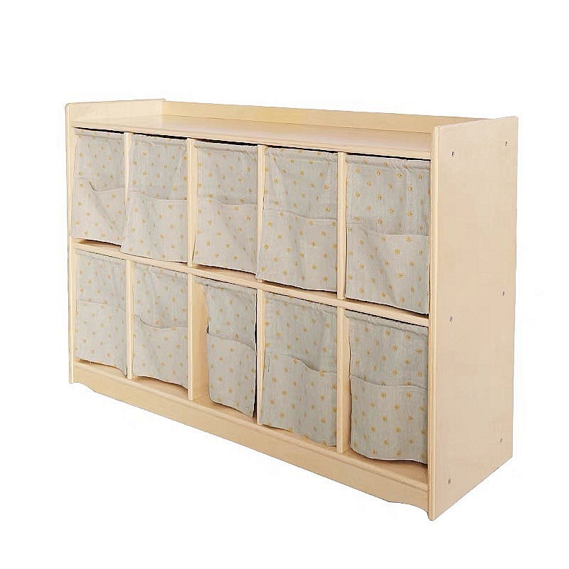 Birch plywood 10 grid book bag cabinet with curtains