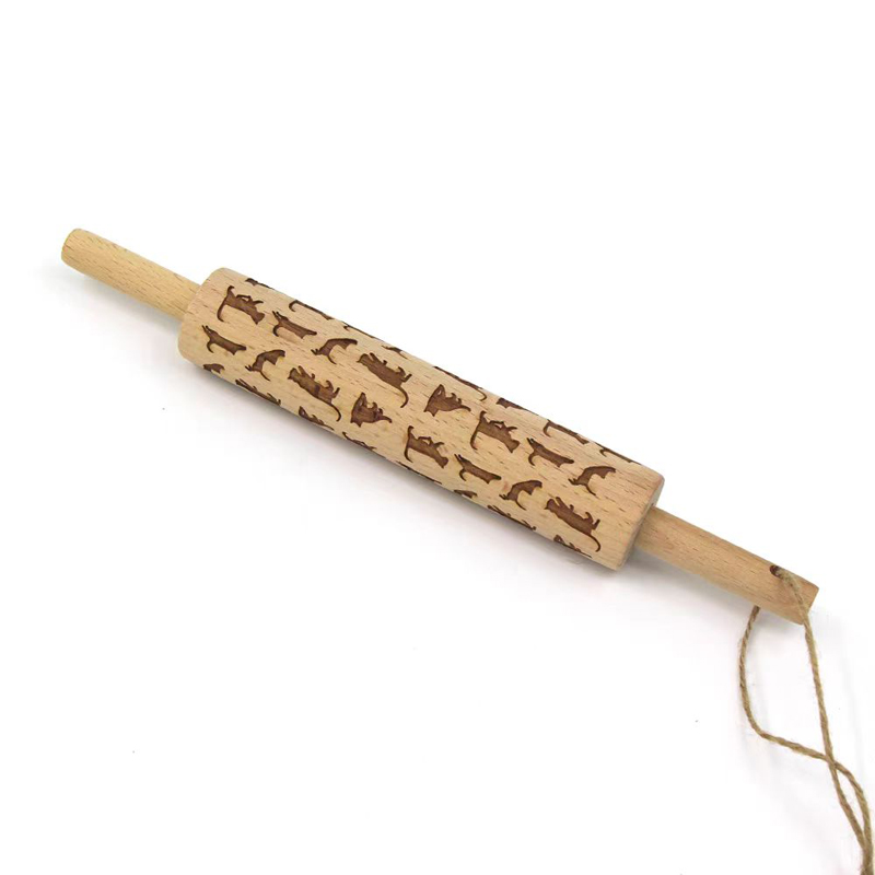 Wooden Embossing Rolling Pin With Animals Pattern (1)  F1710-2