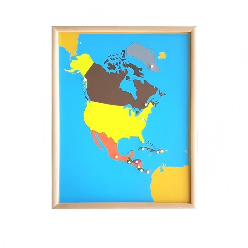 Puzzle Map of North America with Frame