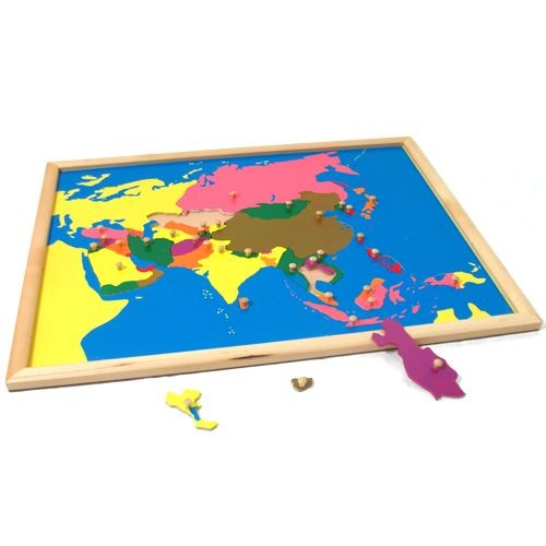 Puzzle Map of Asia with Frame