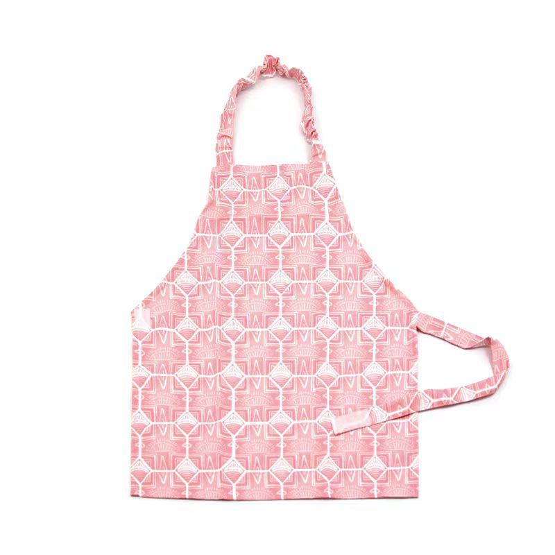 Kid Easy-Fasten Water-Resistant Apron
-Pink, Geometric Pattern.  I617-4