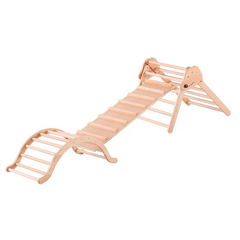 Beechwood 3 piece set of climbing frame and plate assembly