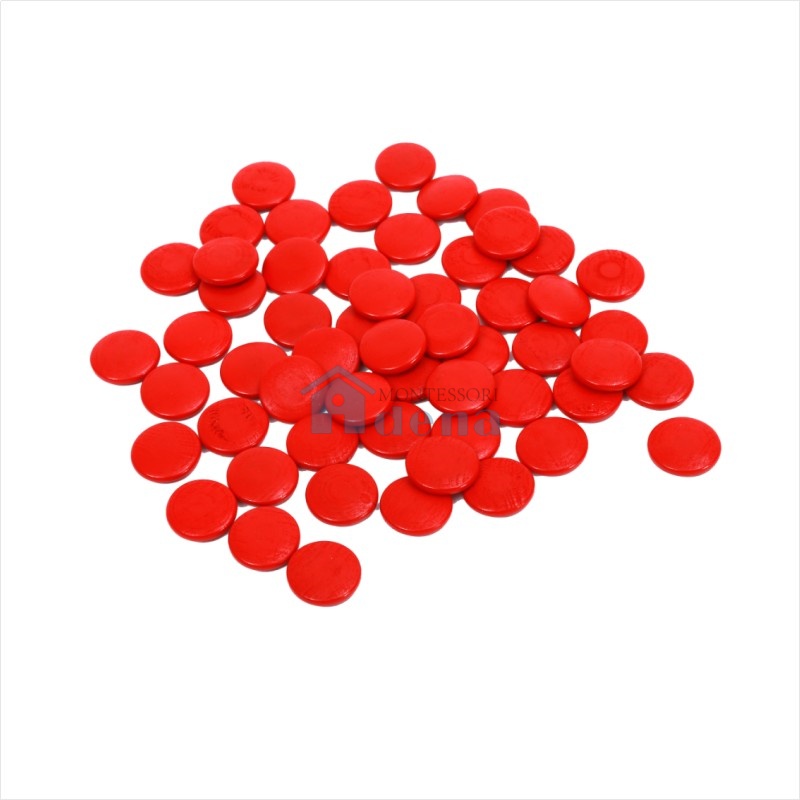 Set of 55 Red Wooden Counters