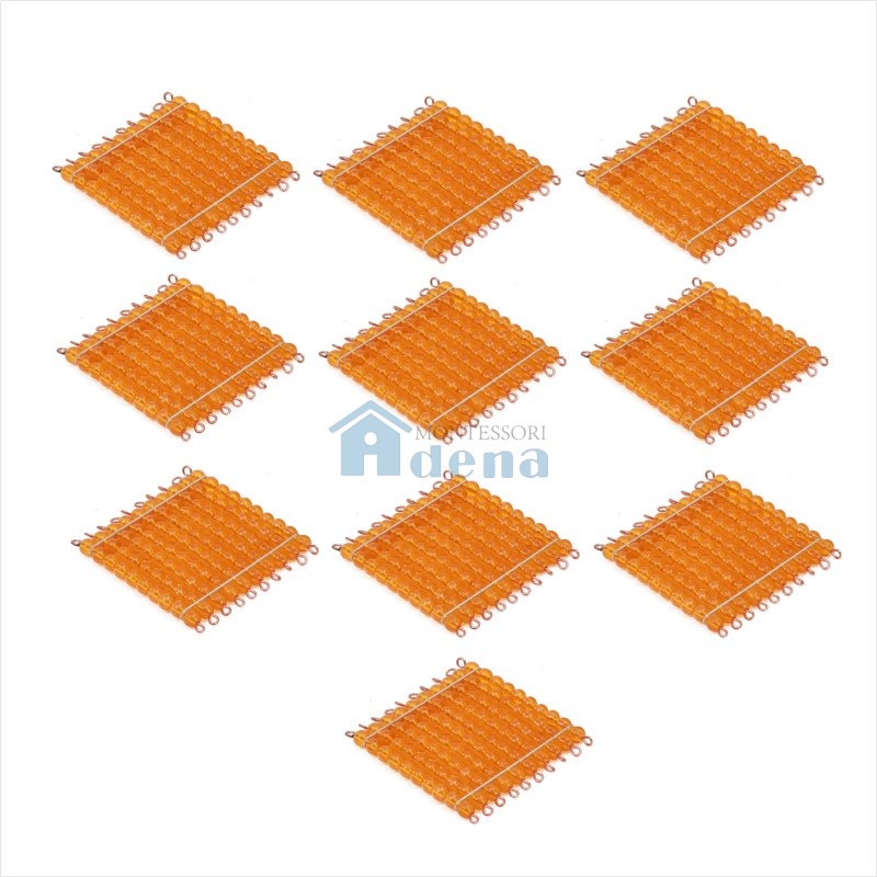 10 Golden Bead Squares of Hundred