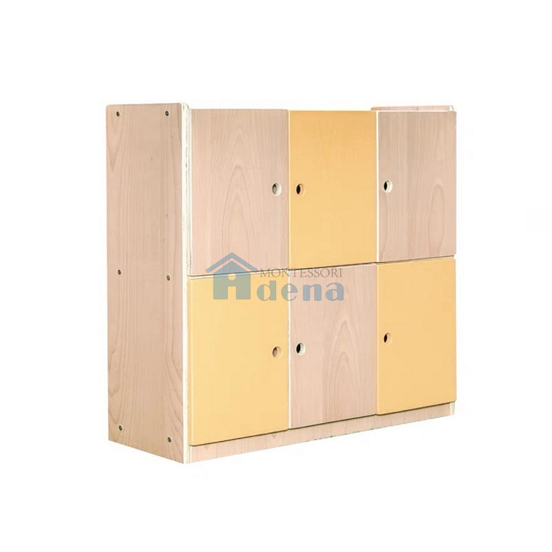Birch plywood 6-compartment backpack cabinet with door