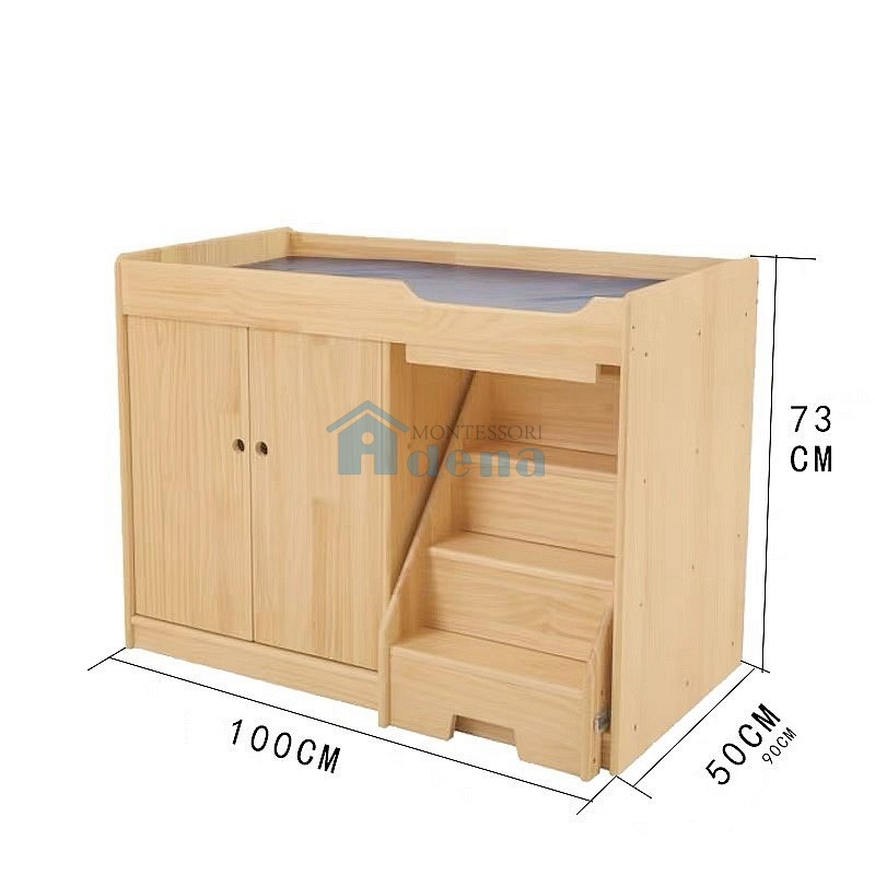 Pinewood Diaper table (with sliding steps)