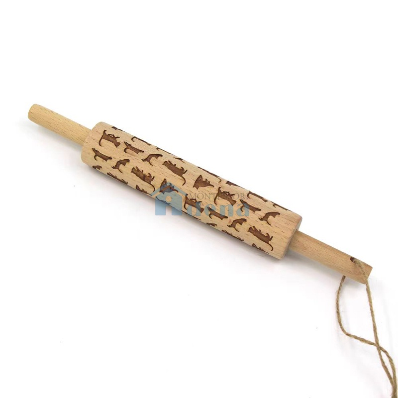 Wooden Embossing Rolling Pin With Animals Pattern (1)  F1710-2
