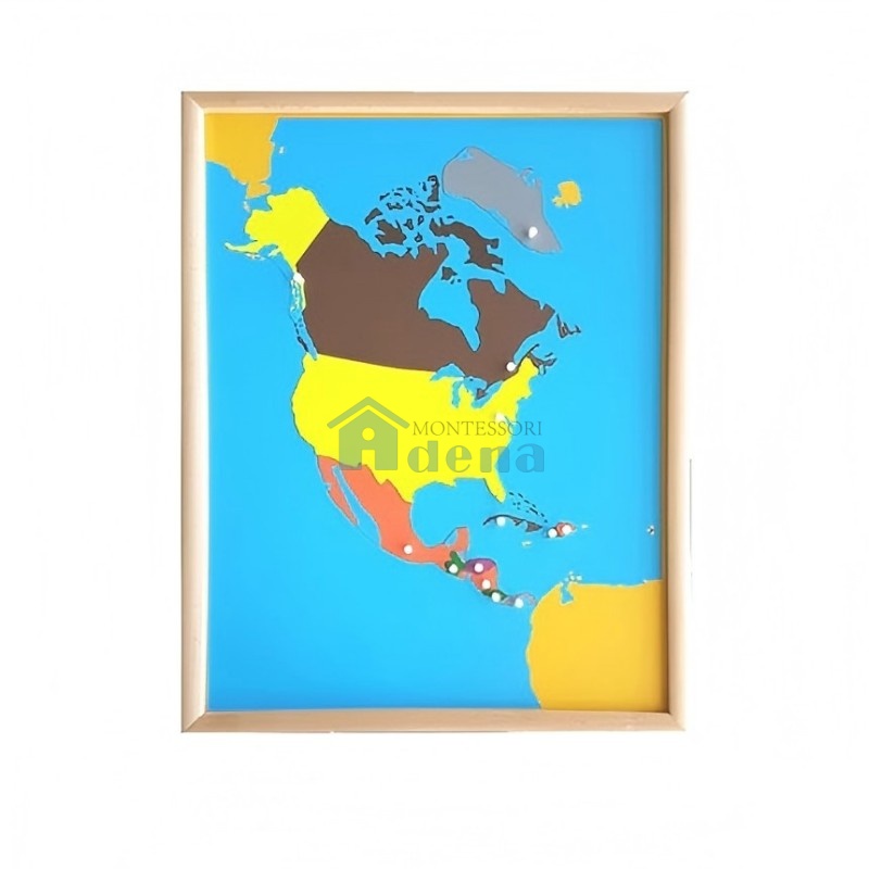 Puzzle Map of North America with Frame