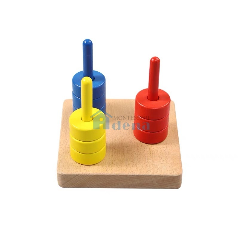 Three Pegs with Small Rings