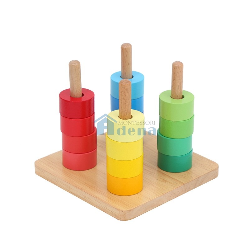 Rainbow Discs on 4 Vertical Dowels