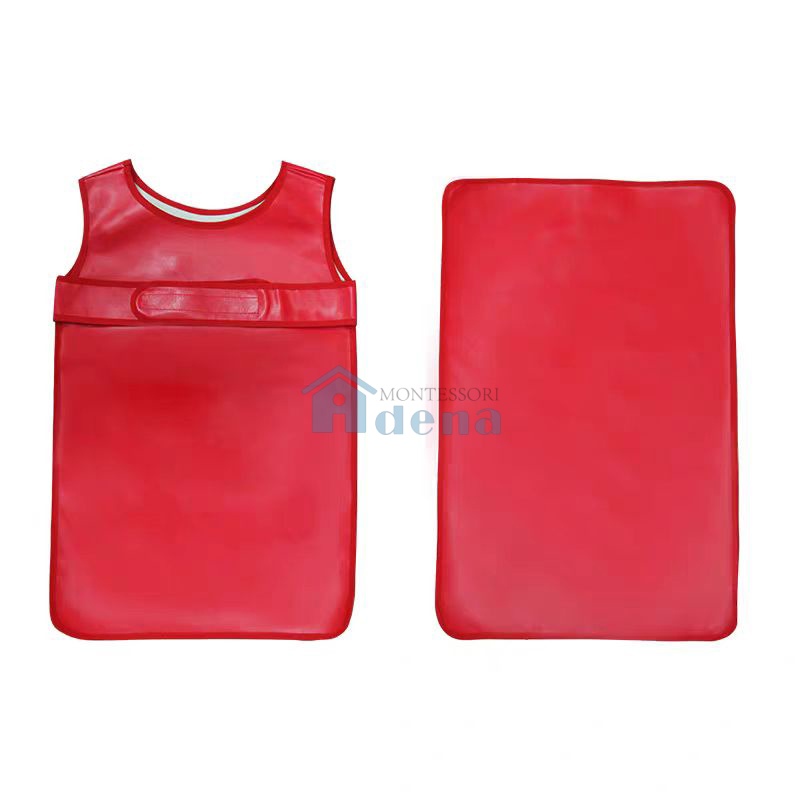 Kid Easy-Fasten Water-Resistant Apron with Pad
-Red  I615-1