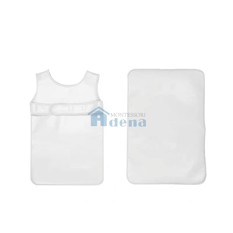 Kid Easy-Fasten Water-Resistant Apron with Pad
-White  I615-6