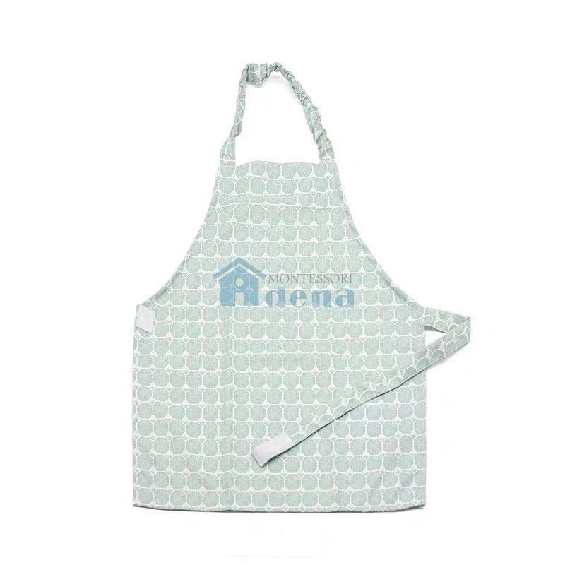 Kid Easy-Fasten Water-Resistant Apron
-Pale Green, Geometric Pattern.  I617-7