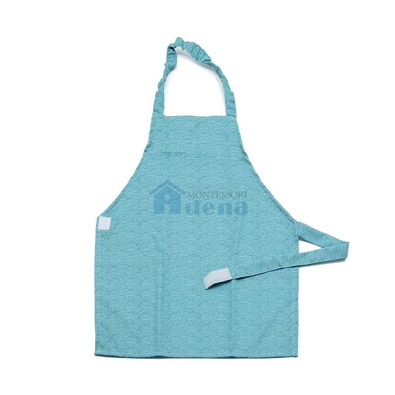 Kid Easy-Fasten Water-Resistant Apron-Bluish Green, Sea Wave Pattern  I617-8