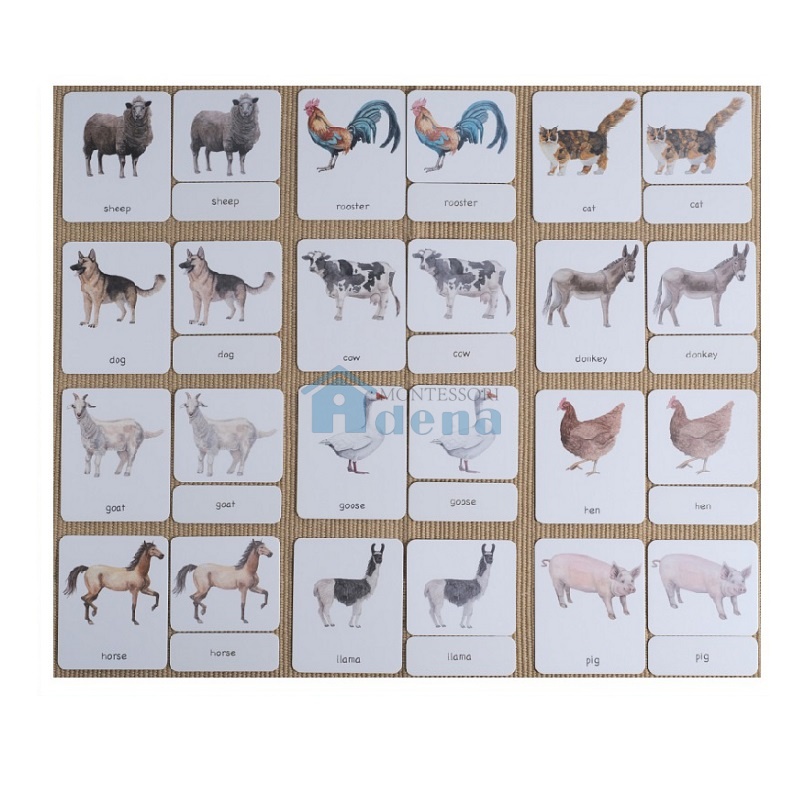 Farm Animals 3-Part Cards English w/ Stand